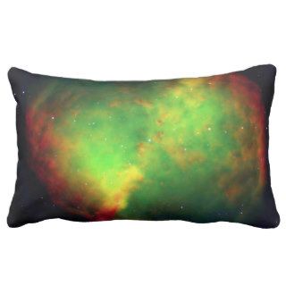 Dumbbell Nebula Space Green Throw Pillows