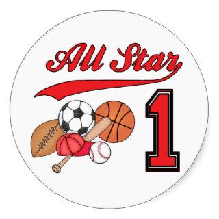 All Star Sports 1st Birthday Round Stickers
