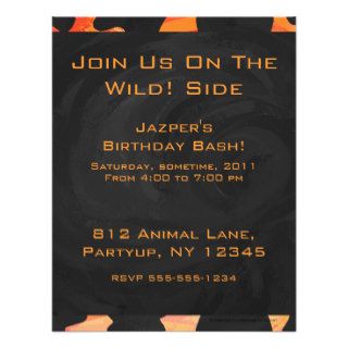 Cow Black and Orange Print Invitations