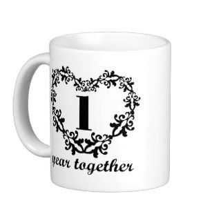 1st Anniversary 1 Years Together Heart Gift Mug