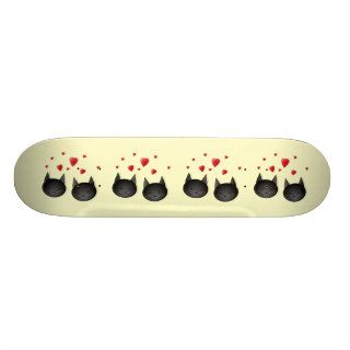 Cute Black Cats with Hearts, on cream. Skateboards