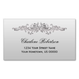 Ornate Silver Swirls on Silver Background Business Cards
