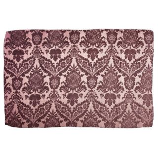 Vintage Burgundy Elegant Floral Damask  Pattern Towel