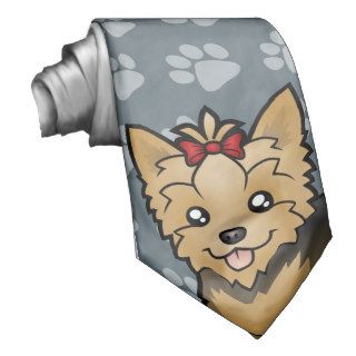 Cartoon Yorkshire Terrier (short hair with bow) Ties