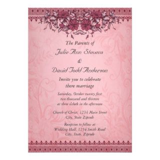 Burgundy Vintage Lace Wedding Personalized Invitation