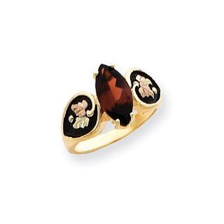 10k Tri color Black Hills Gold Ladies' Garnet Antiqued Ring