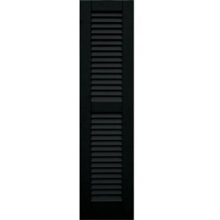 Wood Composite 12 in. x 49 in. Louvered Shutters Pair #653 Charleston Green 41249653