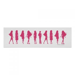 Row of Pink Barbie Silhouettes Posters