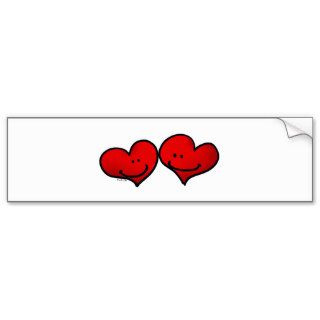 Two hearts in love bumper stickers