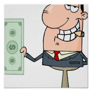 funny money hungry rich businessman cartoon posters