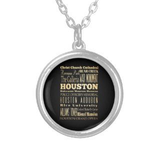 Houston City of Texas State Typography Art Jewelry