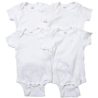 Gerber White Short sleeve Bodysuits (Pack of 4) Gerber Boys' Bodysuits