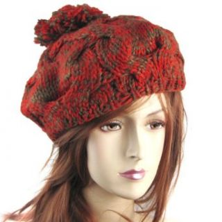 Cute Knitted Pom Pom Hat, Orange and Brown