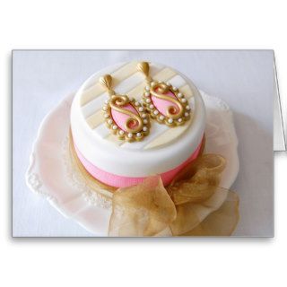 Elegant Pink & Gold Cake Greetings Card