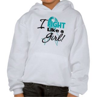 Cervical Cancer Ribbon   I Fight Like a Girl Hooded Pullovers