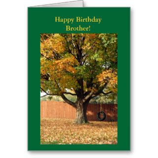 Happy Birthday Brother  Old tire swing. Greeting Cards