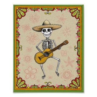 Dancing Skeleton Dia de los Muertos poster print