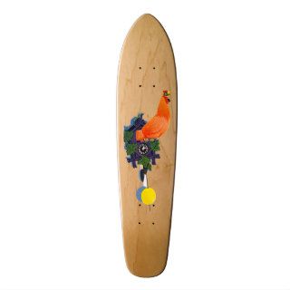 Retro Chicken Coo Coo Clock Rooster Time Vintage Skateboard
