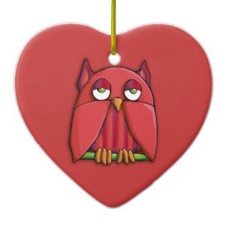 Red Owl red Heart Ornament