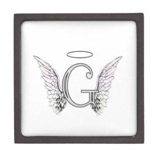 Letter G Initial Monogram with Angel Wings & Halo Premium Gift Box