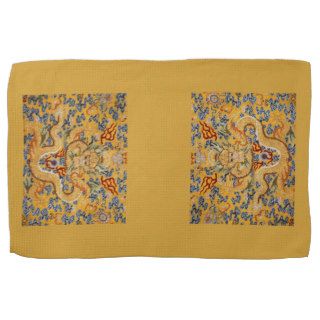 Ethnic Asian Chinese Dragon Embroidery Kitchen Towels