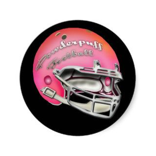 Powderpuff Pink Football Helmet Round Stickers