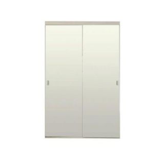 48 in. x 80 in. White Mirror with Back Painted Brittany Anodized Steel Glass Interior Bypass Door BRT MCL4780WH2R