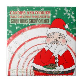 Candies and Cookies Funny Christmas Santa Ceramic Tiles