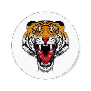 Cool cartoon tattoo symbol roaring feral tiger stickers