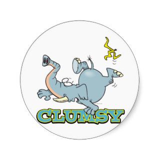 cute clumsy elephant cartoon round stickers