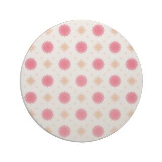 Cute Pink and Peach Flower Pattern Beverage Coasters