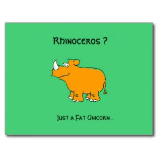 Rhinoceros Fat Unicorn College Humour Fun Postcard