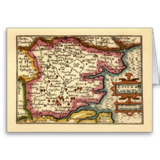 Historic Essex County Map, England Greeting Cards