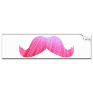 Pink funny mustache bumper sticker