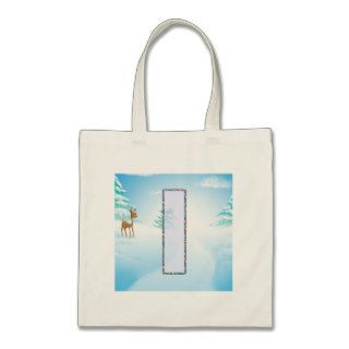 Monogrammed xmas Winter scene gifts Tote Bags