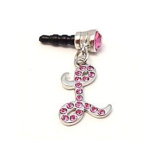 WirelessGeeks247 For Apple iPhone 4S 4 Galaxy S Cell Phones & s PINK INITIAL " L " Rhinestone 3.5mm Headset Headphone Plug Jack Charm + Metallic Detachable STYLUS TOUCH PEN Cell Phones & Accessories