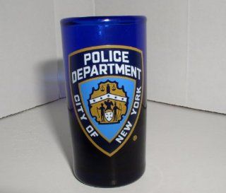 NEW YORK POLICE DEPT COLBALT BLUE SHOT GLASS  