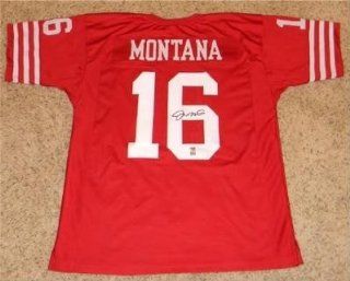 Joe Montana Autographed Jersey   Red Mounted Memories   Autographed NFL Jerseys Sports Collectibles