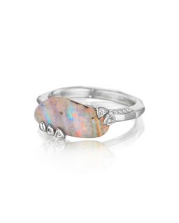 Boulder Opal & Pav� Diamond Ring, Size 6.5