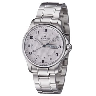 Swiss Army Men's V241551.1 'Officers' Silver Dial Stainless Steel Day Date Watch With Pocket Knife Swiss Army Men's Swiss Army Watches