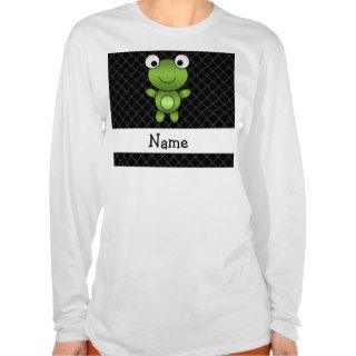 Personalized name baby frog black criss cross tshirts