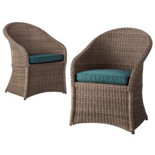 Outdoor Patio Furniture Set Threshold 2 Piece Turquoise (Blue) Wicker Chair,
