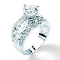 Ultimate CZ Platinum over Silver White Cubic Zirconia Ring Palm Beach Jewelry Cubic Zirconia Rings