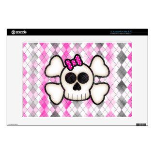Cute Kawaii Emo Skull and Crossbones on Argyle 13" Laptop Skin