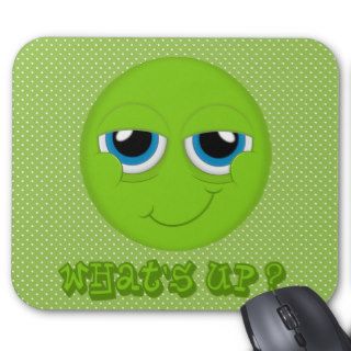 Funny green cartoon mouse pads