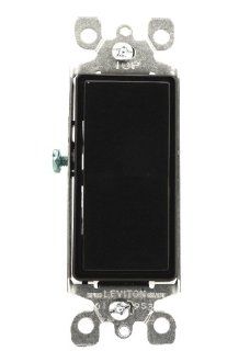 Leviton 5603 2E 15 Amp, 120/277 Volt, Decora Rocker 3 Way AC Quiet Switch, Residential Grade, Grounding, Black   Wall Light Switches  