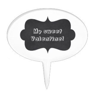 Message on chalkboard tag for Valentines Cake Topper