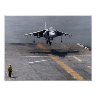 AV 8B Harrier Aircraft Landing USS Bataan LHD 5 Posters