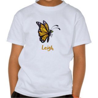 Yellow Cartoon Butterfly Custom Name Youth Apparel T Shirt