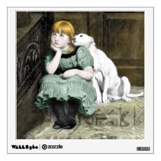 Dog Adoring Girl Victorian Painting Wall Graphics